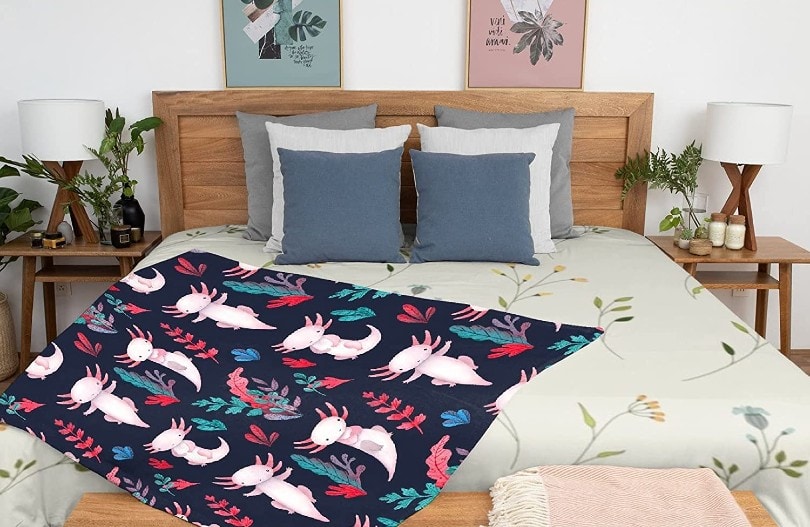 axolotl blanket on bed